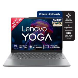 Lenovo Yoga Slim 7 Aura Edition, Intel Core Ultra 5 226V, 16GB RAM, 1TB SSD, WUXGA OLED, Copilot+ AI PC, 40 Tops, 14"/35.5cm, Windows 11, Office 2024, Grey, 1.19Kg, 83JX005FIN, AI Laptop